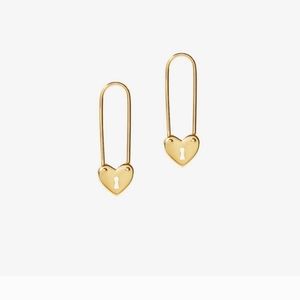 Heart shaped lock safety pin earrings